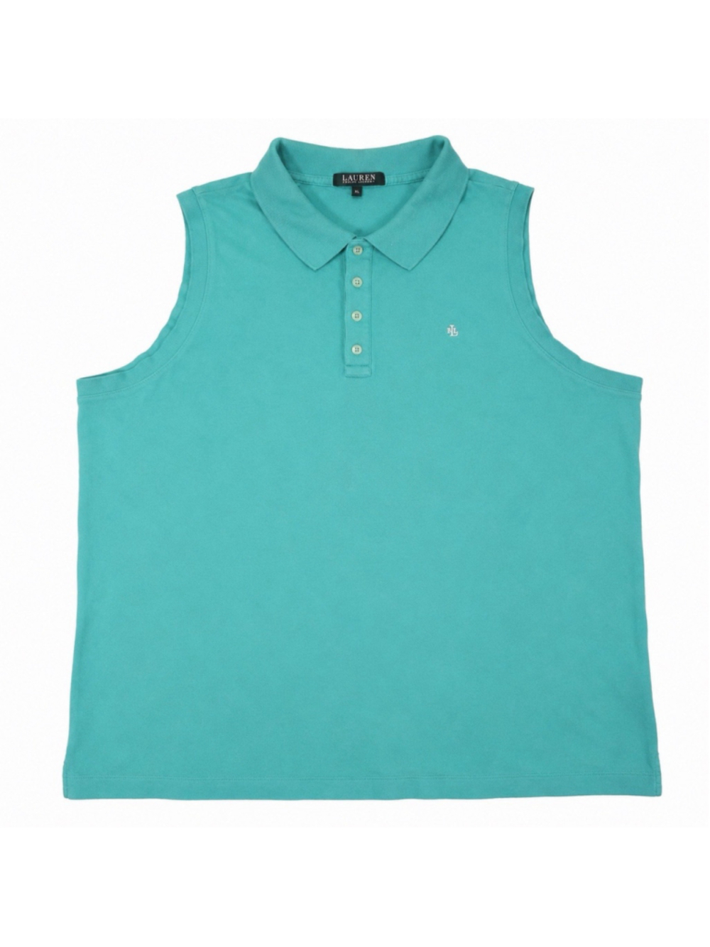 Lauren Ralph Lauren 3X Turquoise Sleeveless Polo Plus Size Cotton Preppy Golf